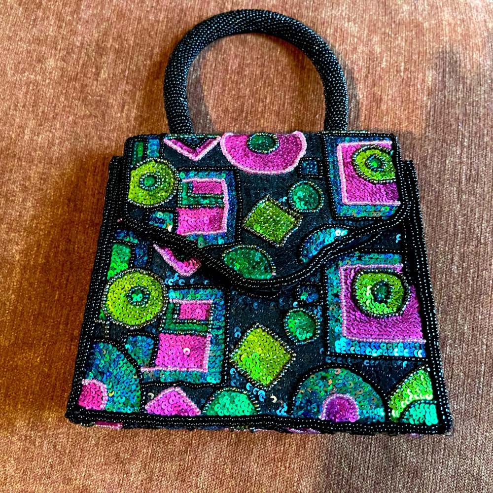 Chico’s multicolored beaded evening bag.